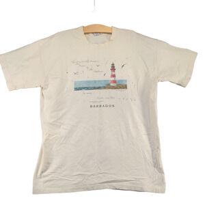 Ganzee Men's Barbados T-Shirt Cream Size XL Short Sleeve Crew Neck Vintage